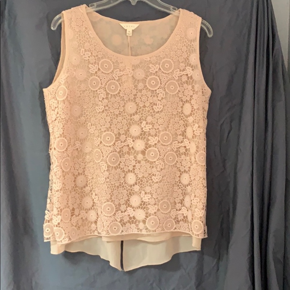 Adiva lace fully lined light pink top.